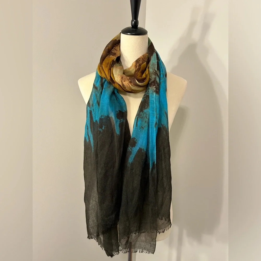 Ombre Tie Dye Long Versatile Scarf - abstract wearable art - Whimsigoth